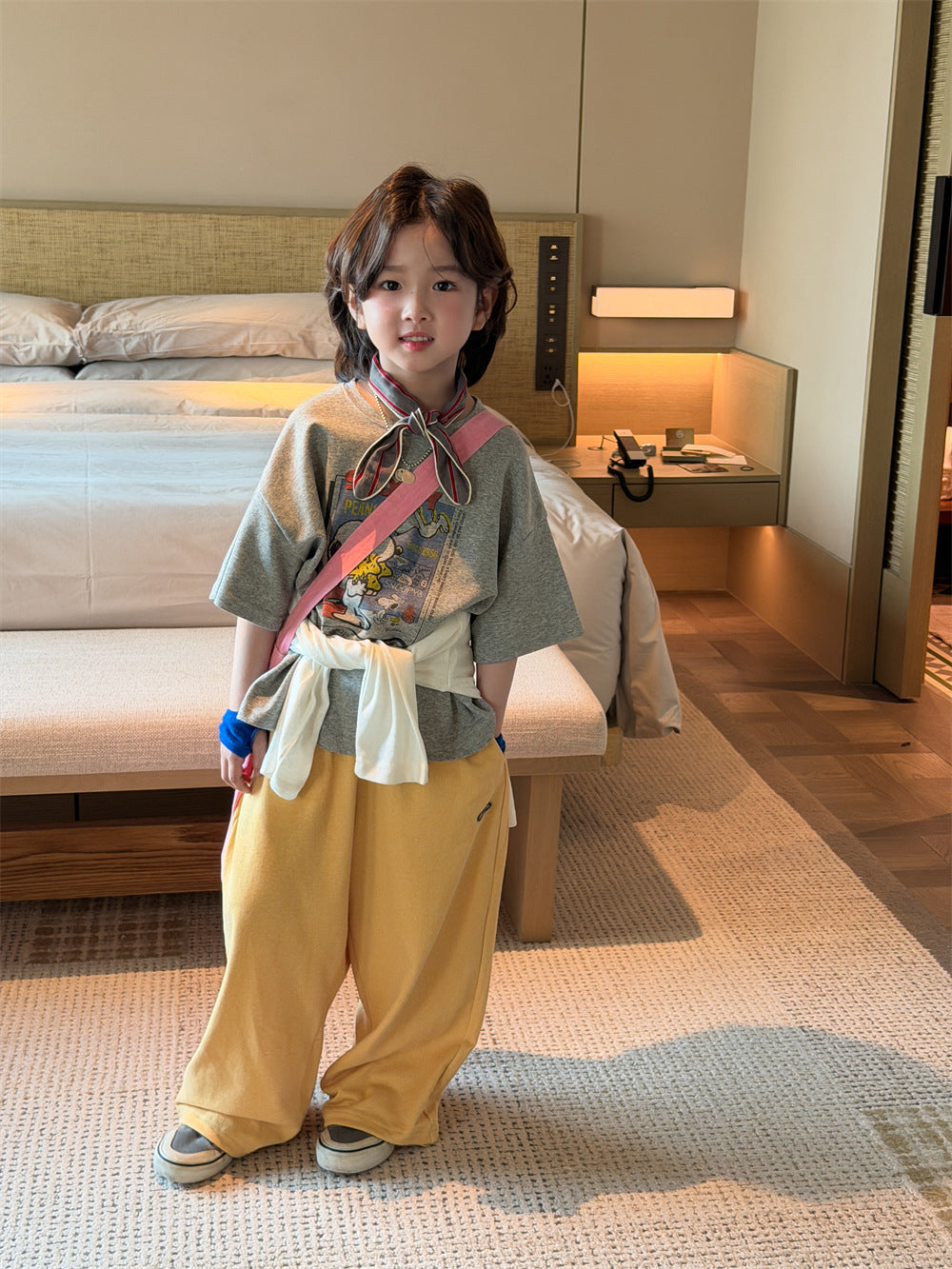 【90-150cm】韓版前後卡通印花圓領T