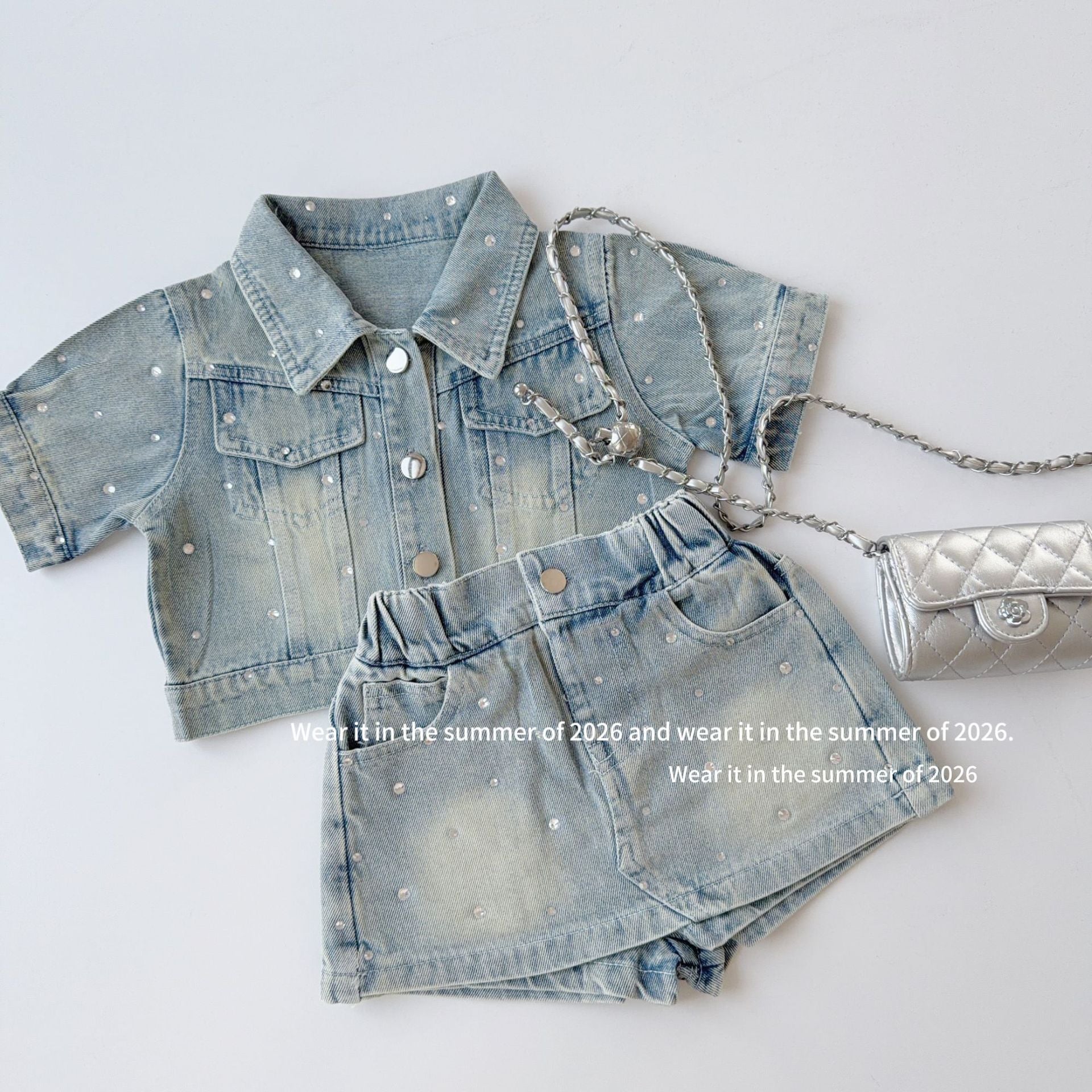 【90-150cm】美式復古重工牛仔套裝(帶安全褲)