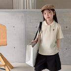 【100-170cm】學院風純色/波點翻領POLO衫