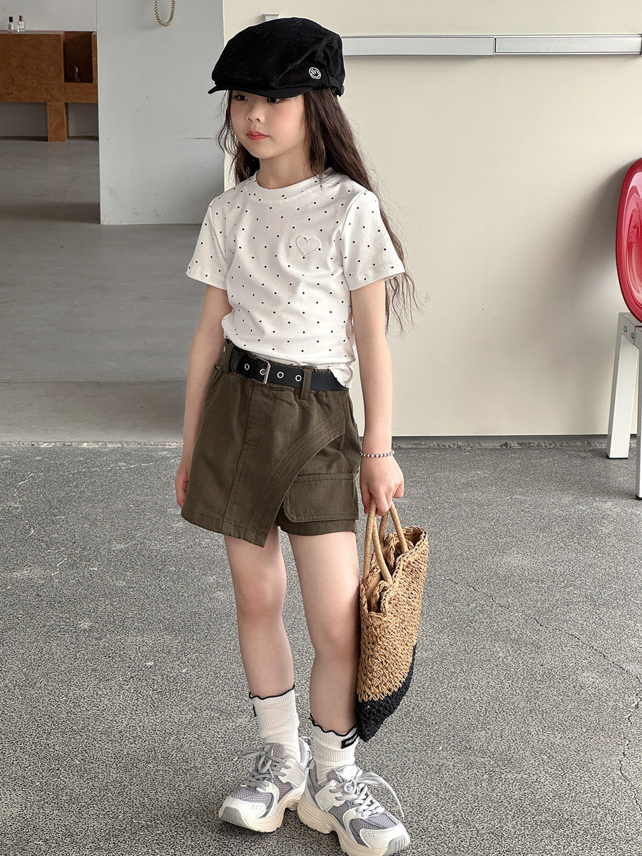 【100-150cm】不規則甜酷辣妹工裝褲裙