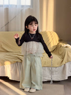 【90-140cm】(2色)波點網紗拼接公主蓬蓬裙上衣