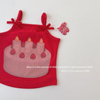 【90-150cm】立體小蛋糕紅色T