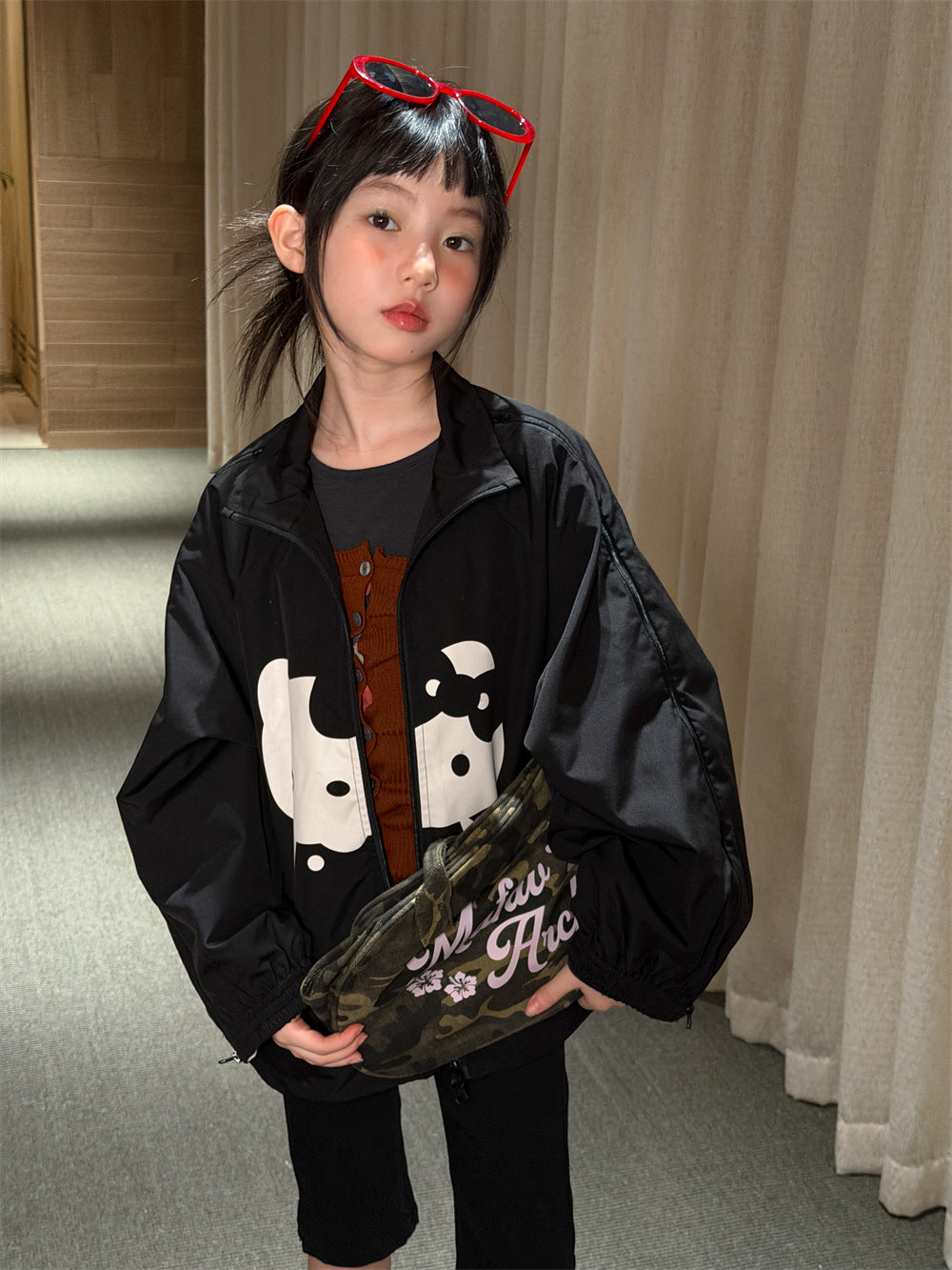 限定款 | 100-160cm KT三道槓寬鬆拉鍊夾克外套
