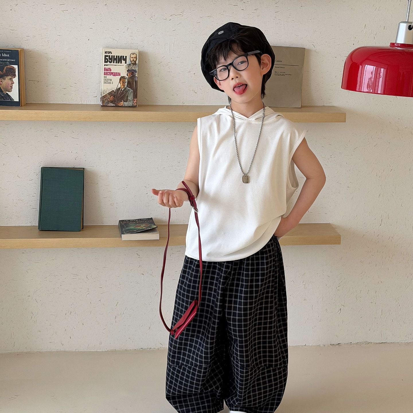【90-160cm】韓版純色連帽坎肩背心