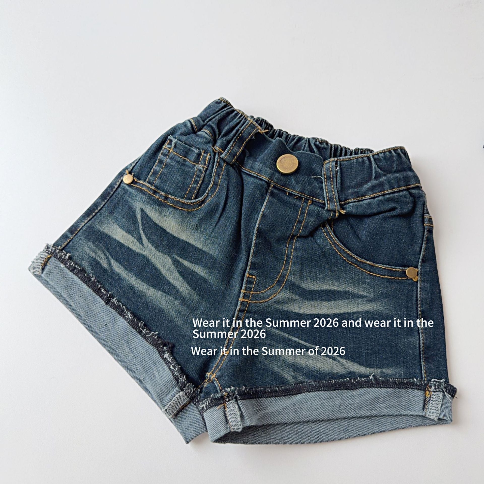 【90-150cm】y2k高腰辣妹牛仔短褲