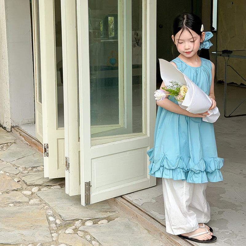 【100-170cm】3色-小甜妹系氛圍感荷葉公主背心裙