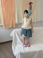 【90-140cm】韓版毛邊磨破時髦牛仔短褲