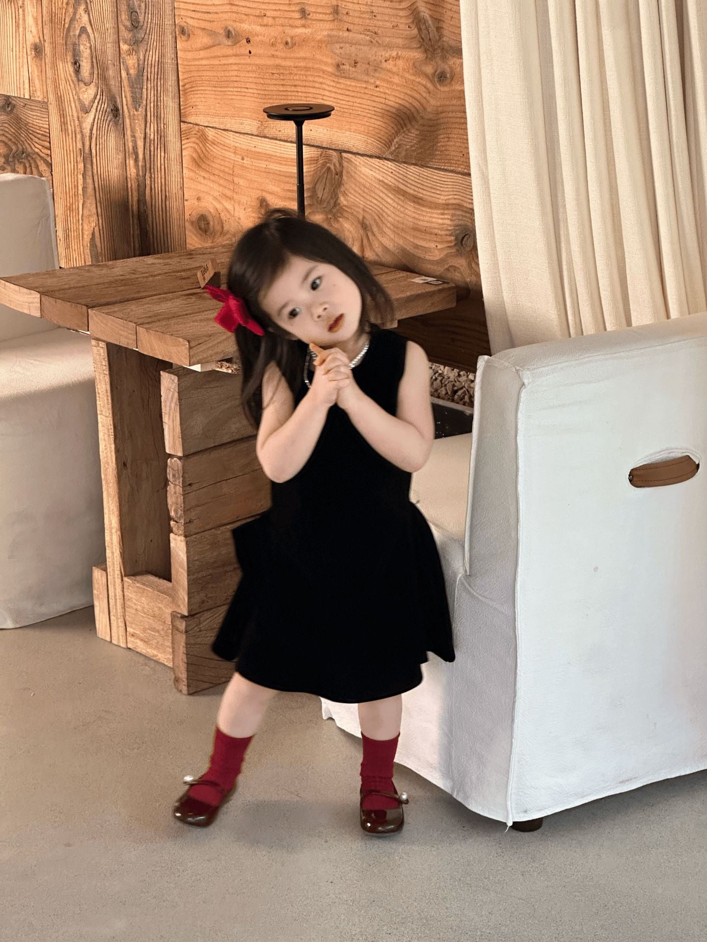 【90-140cm】小眾不規則下擺背心絲絨裙