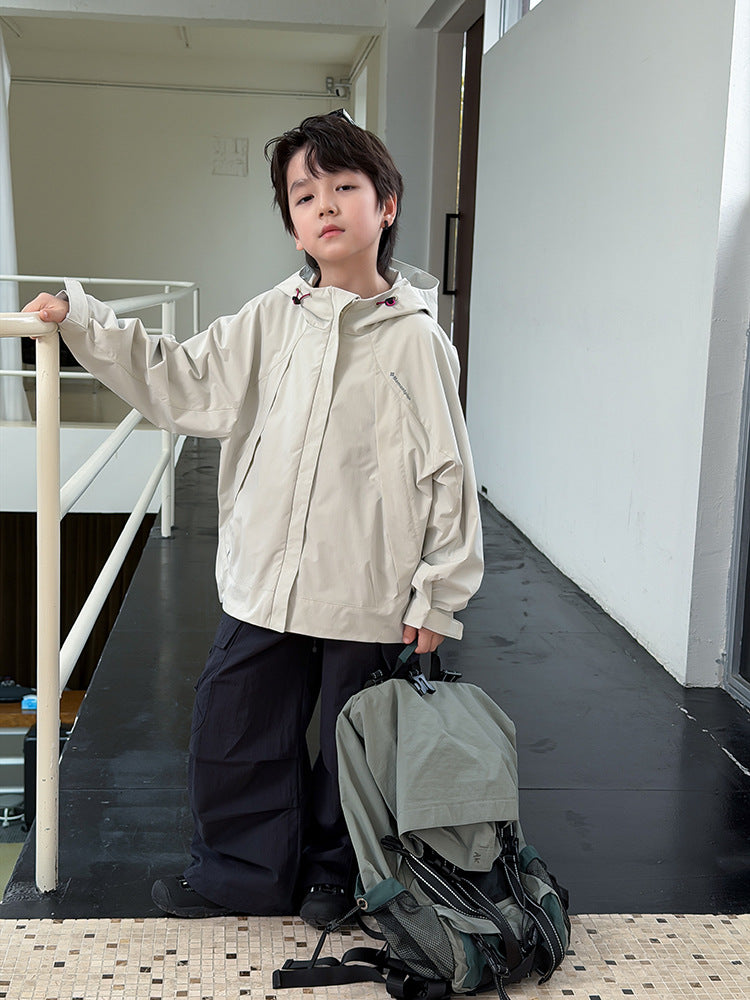 【100-170cm】帥氣連帽戶外防水衝鋒外套