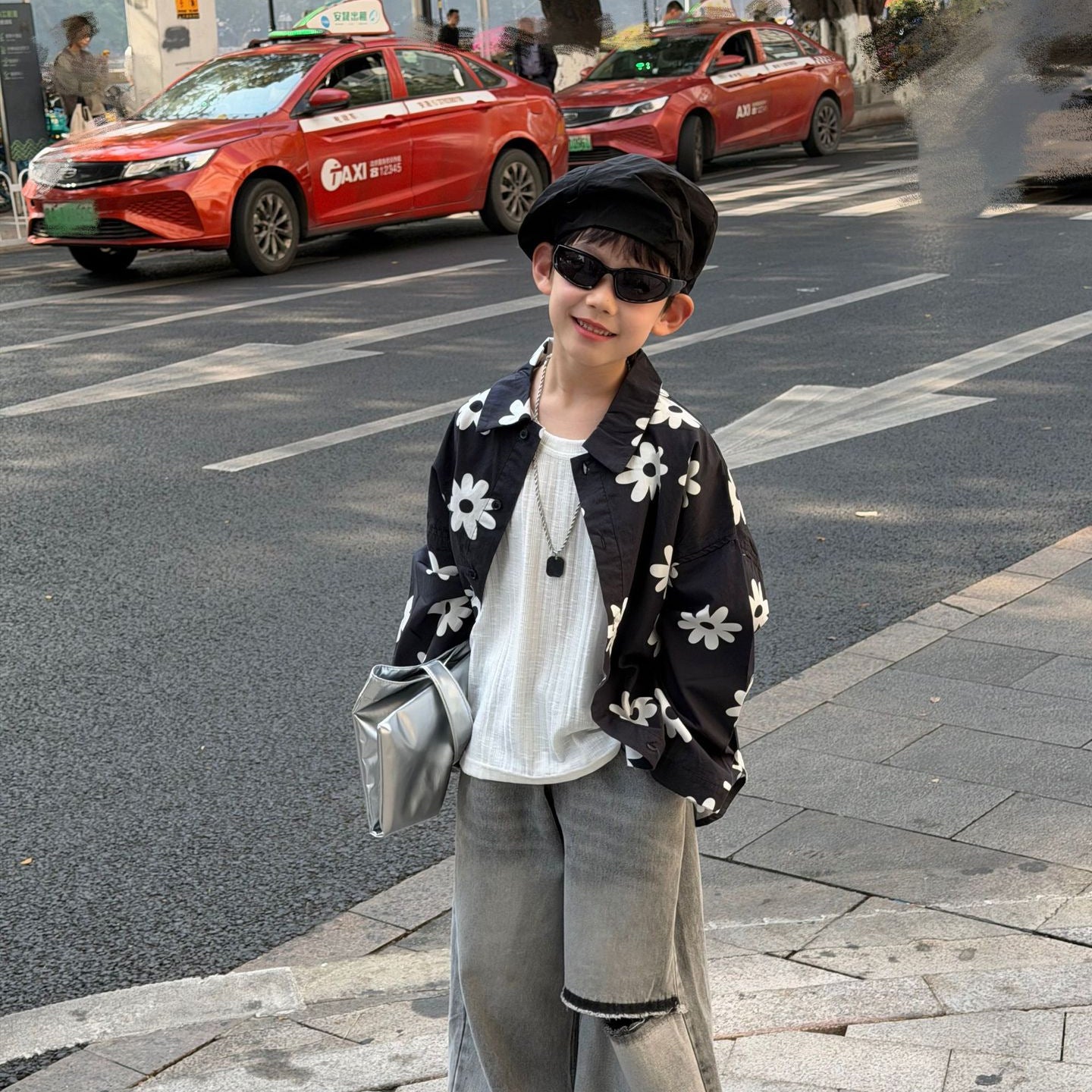 【90-160cm】美式復古GD同款花朵襯衫