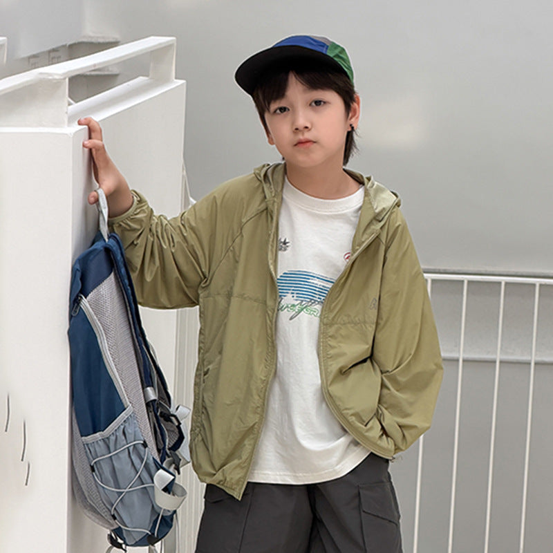 【100-170cm】UPF50+抗UV原紗連帽防曬外套