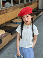 【100-170cm】精緻點睛刺繡蝴蝶結T