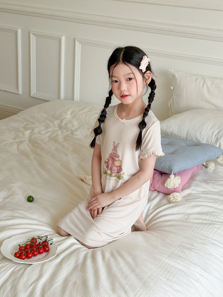 【100-170cm】莫代爾棉涼感兔兔連身家居服