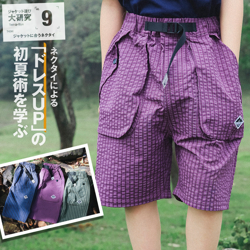 【110-170cm】泡泡格輕薄速乾短褲