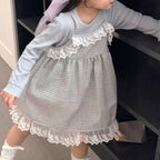 【90-140cm】花邊格子洋裝吊帶裙