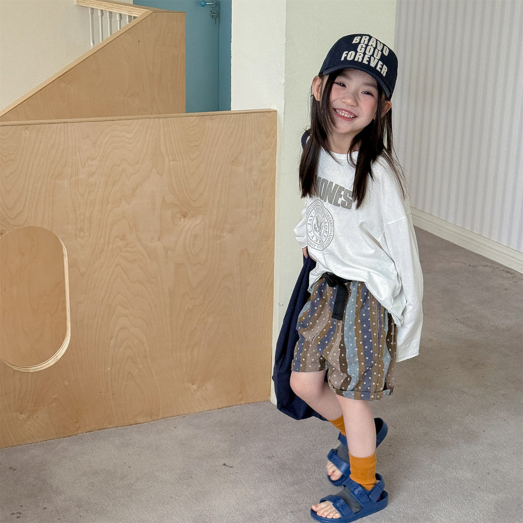 【80-130cm】(2色)韓版條紋波點短褲