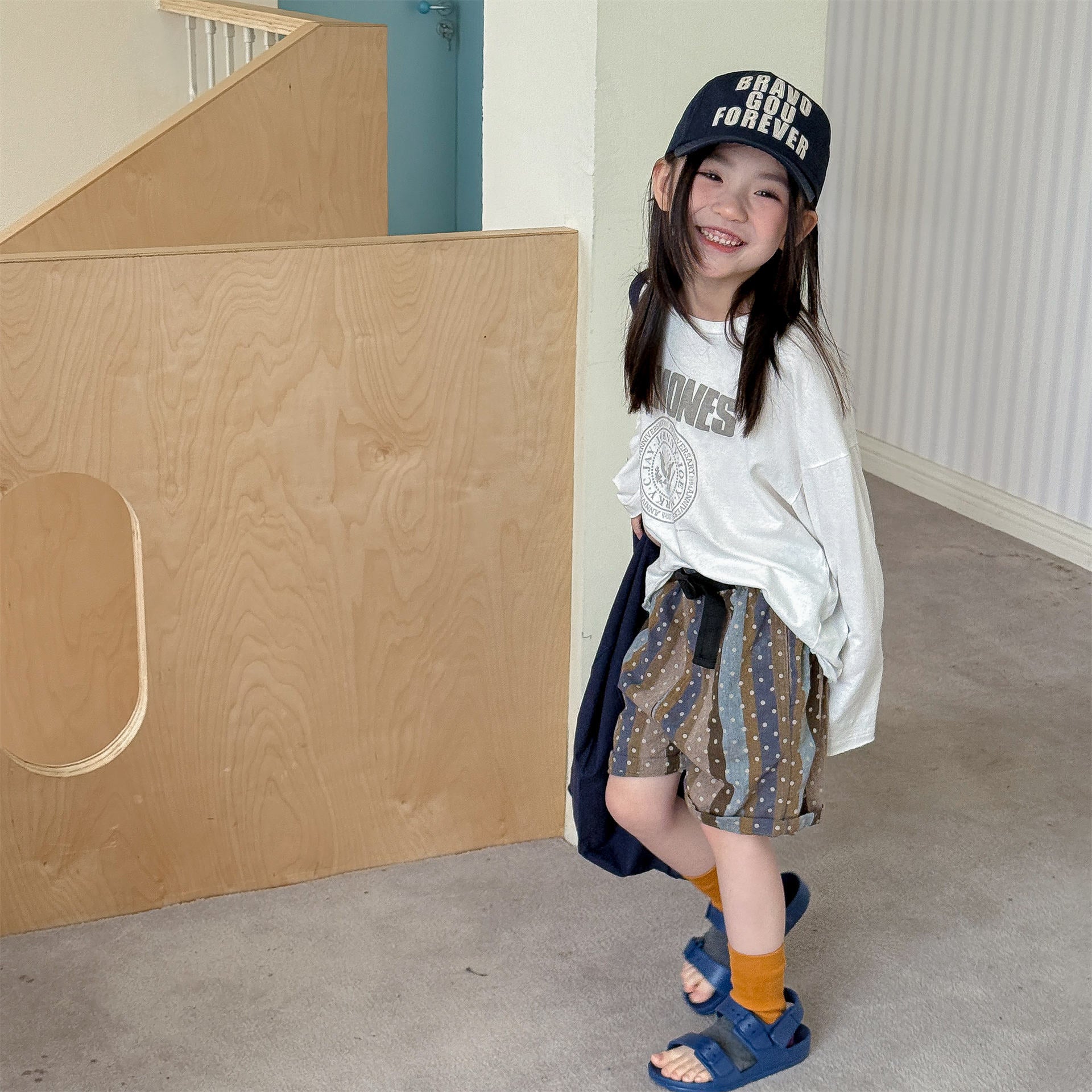 【80-130cm】(2色)韓版條紋波點短褲