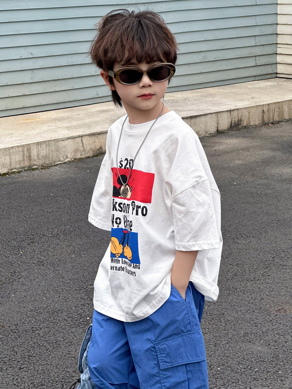 【100-160cm】米奇字母前後印花T