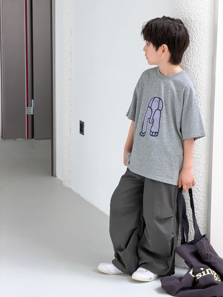 【100-170cm】拼接分割休閒工裝褲