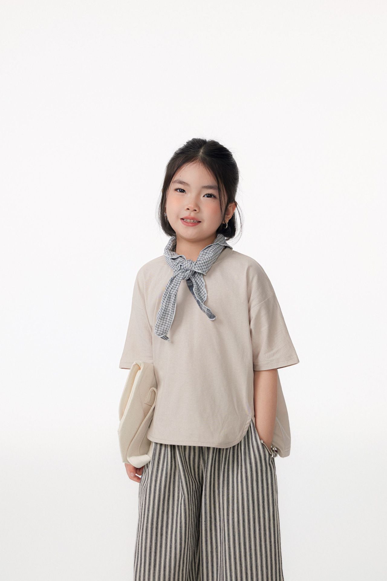 【90-150cm / M.L】【親子裝】日系前擺圓弧寬版短袖