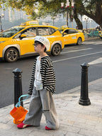 【90-160cm】韓版休閒針織防曬條紋開襟外套