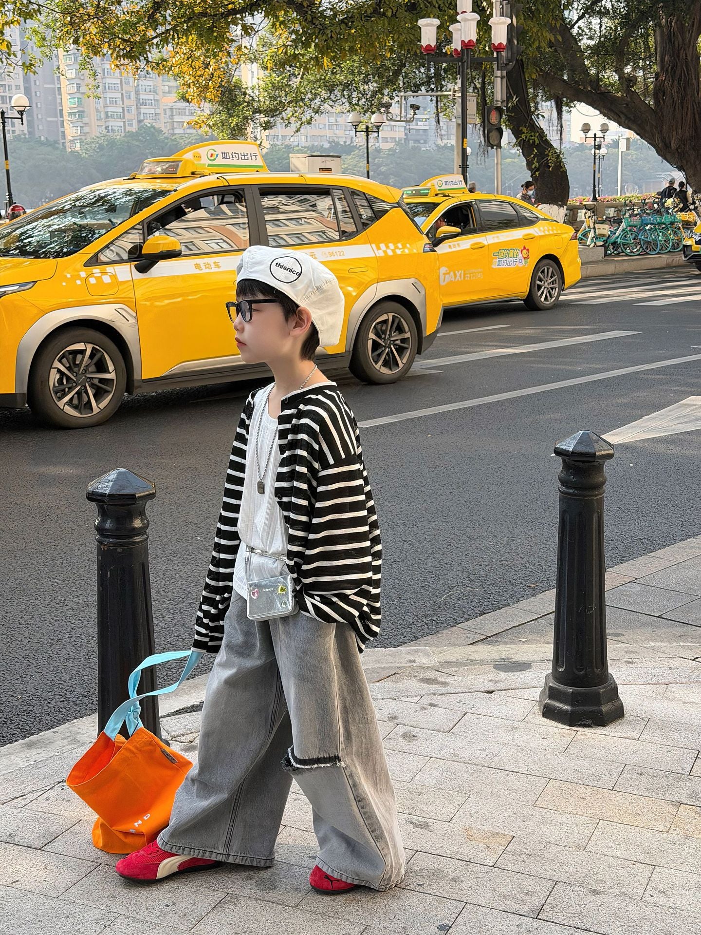 【90-160cm】韓版休閒針織防曬條紋開襟外套