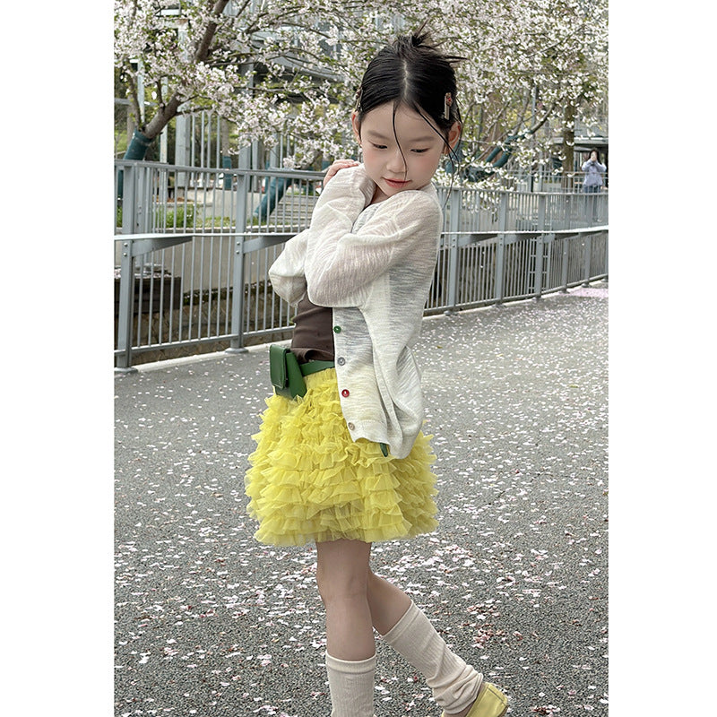 【100-170cm】3色-韓系竹節麻針織彩扣防曬外套