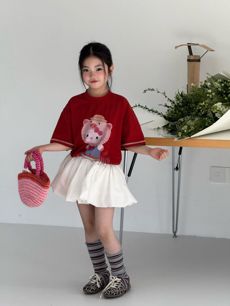 【120-160cm】雲朵蓬蓬感花苞 鬆緊腰燈籠裙