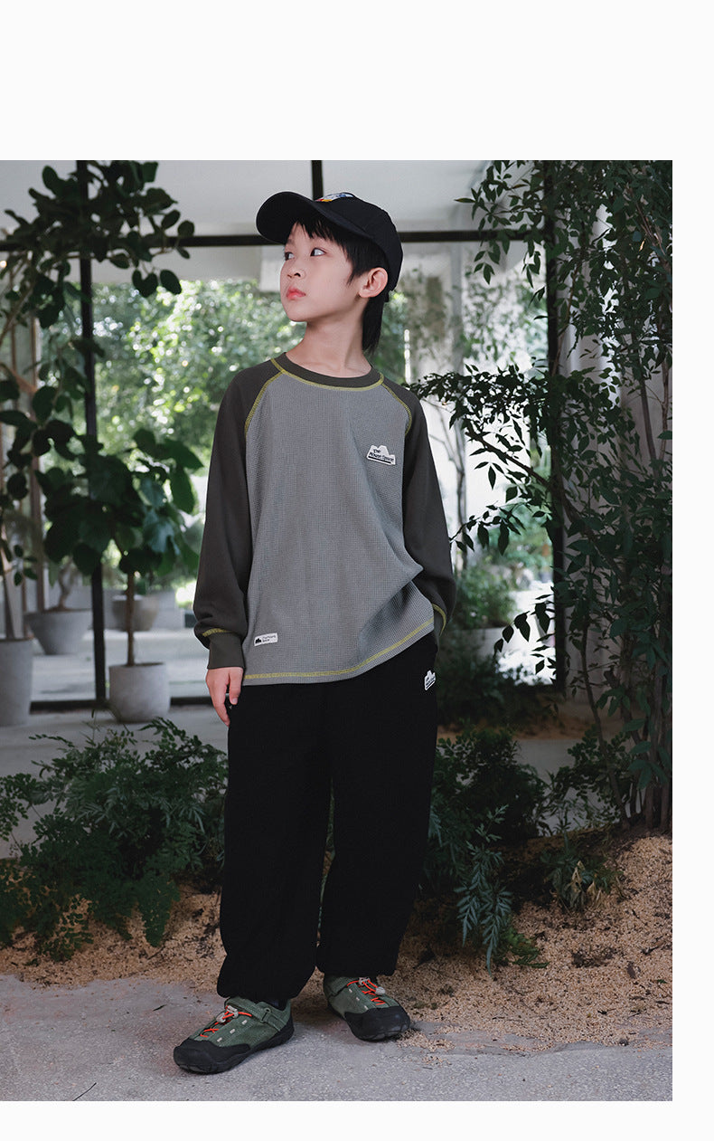 【現貨 110cm】華夫格拼接上衣