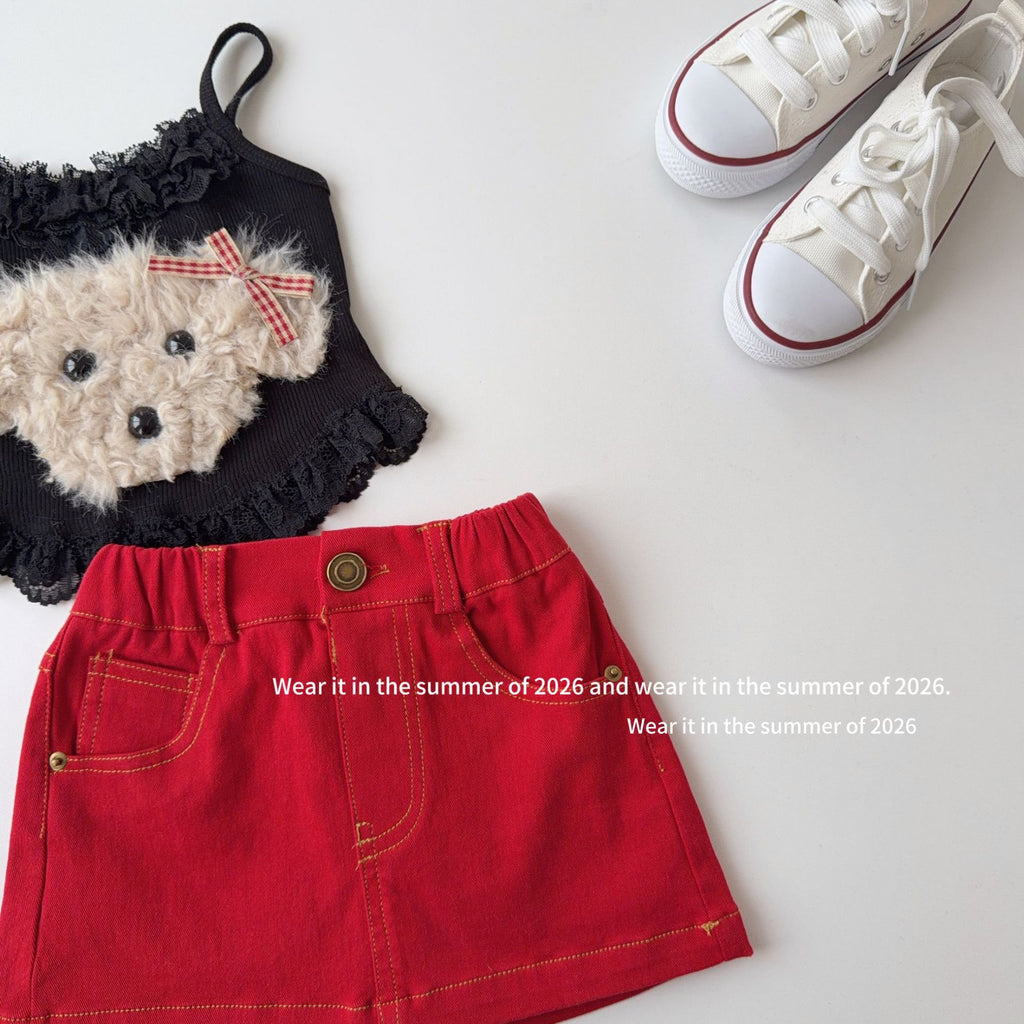 【90-150cm】明線A字短裙(帶安全褲)