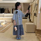 【100-160cm】休閒字母T｜格子半身裙