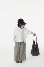【90-150cm / M.L】【親子裝】日系前擺圓弧寬版短袖