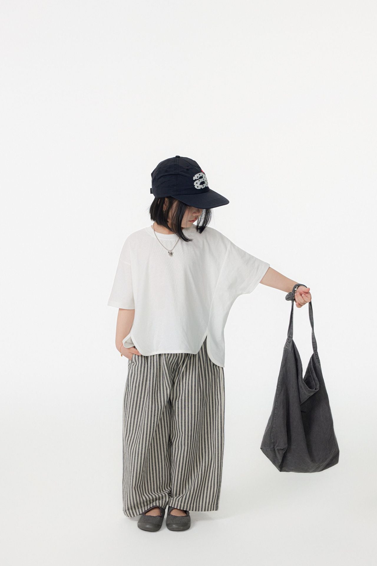 【90-150cm / M.L】【親子裝】日系前擺圓弧寬版短袖