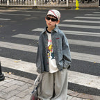 【90-160cm】韓版帥氣休閒寬鬆牛仔襯衫