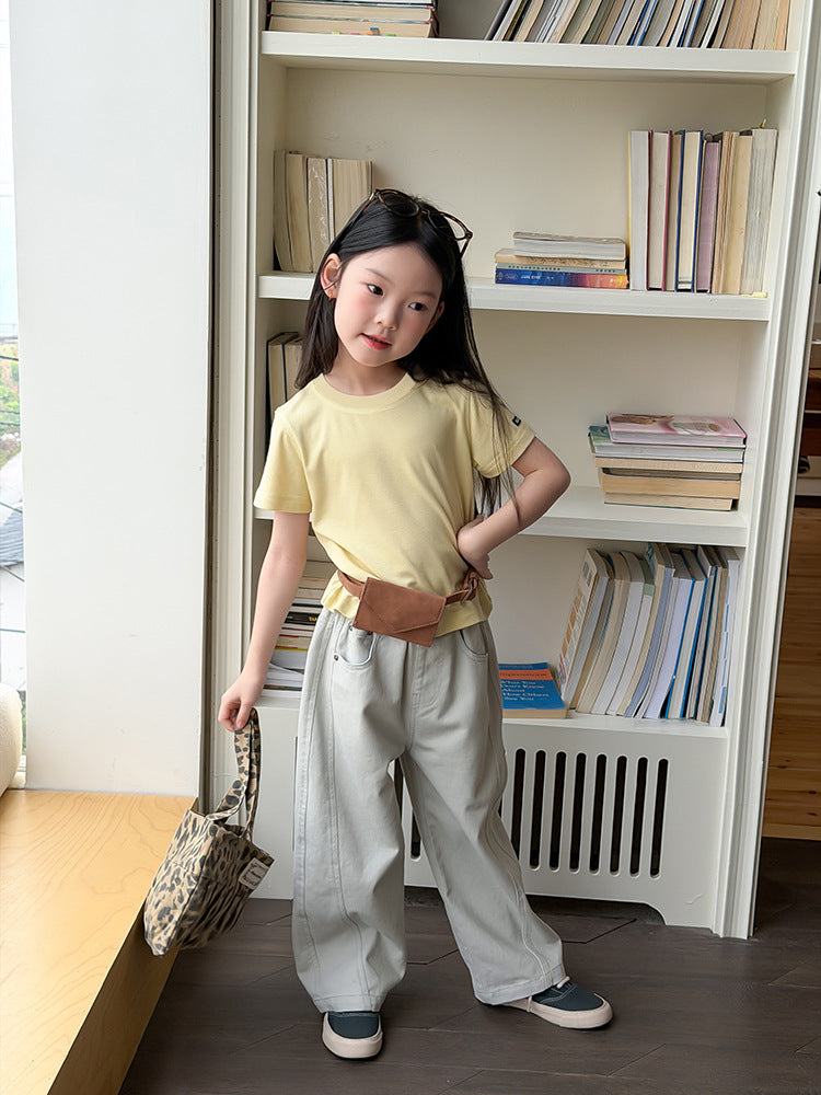 【100-170cm】袖口個性細節貼標T