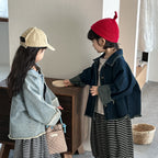 【80-140cm】復古毛邊牛仔外套