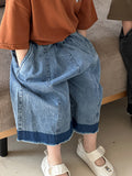 【80-140cm】漸層毛邊牛仔褲