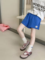 【100-170cm】7色-韓系休閒運動風貼標捲邊短褲