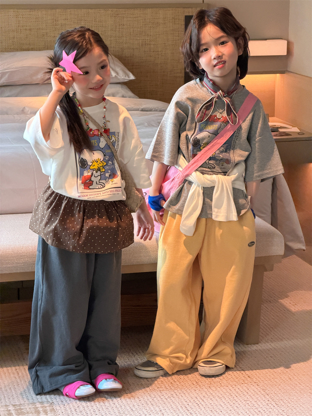 【90-150cm】韓版前後卡通印花圓領T