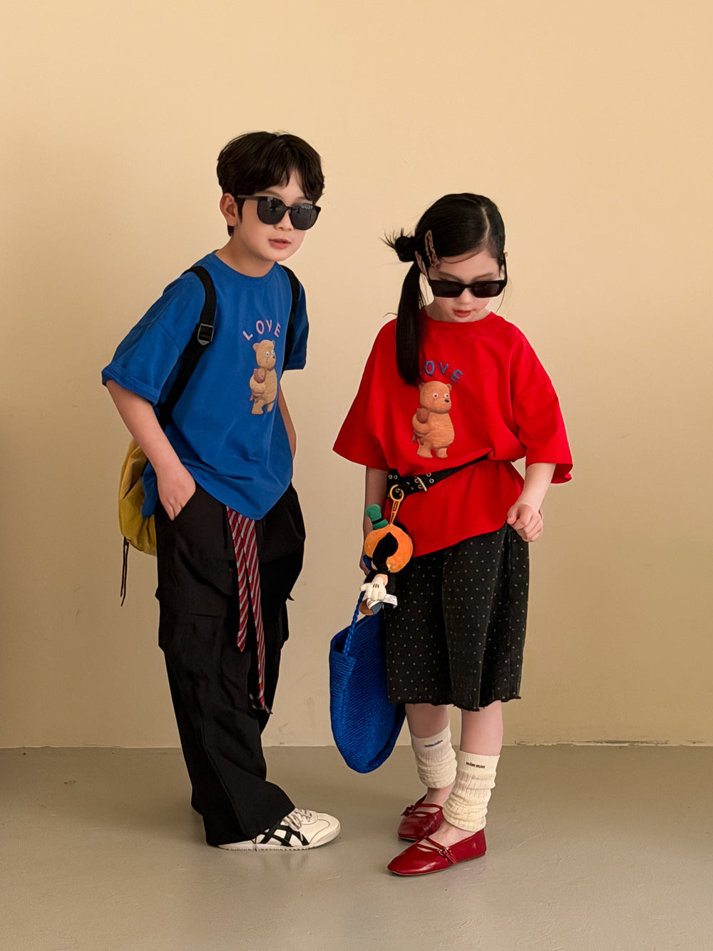 【100-160cm】簡約熊熊圓領上衣