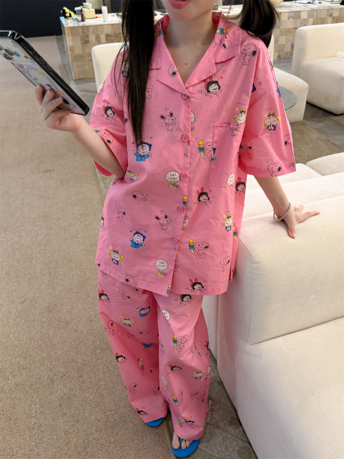 【100-160cm】【親子裝】卡通印花居家服套裝