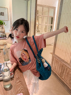 【100-160cm】【親子裝】尖叫女孩印花T
