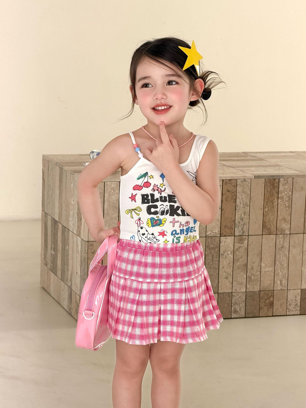 【90-150cm】美式辣妹復古印花串珠肩帶背心