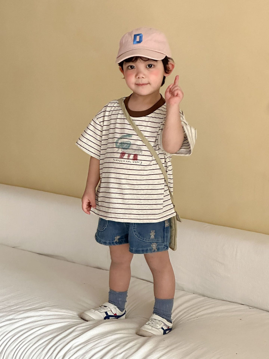 【80-150cm】卡通印花條紋T