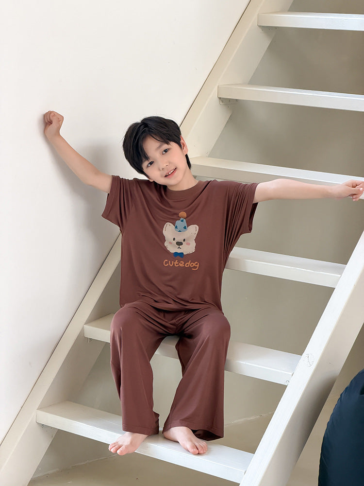 【100-170cm】4色-高彈卡通親膚莫代爾家居服套裝