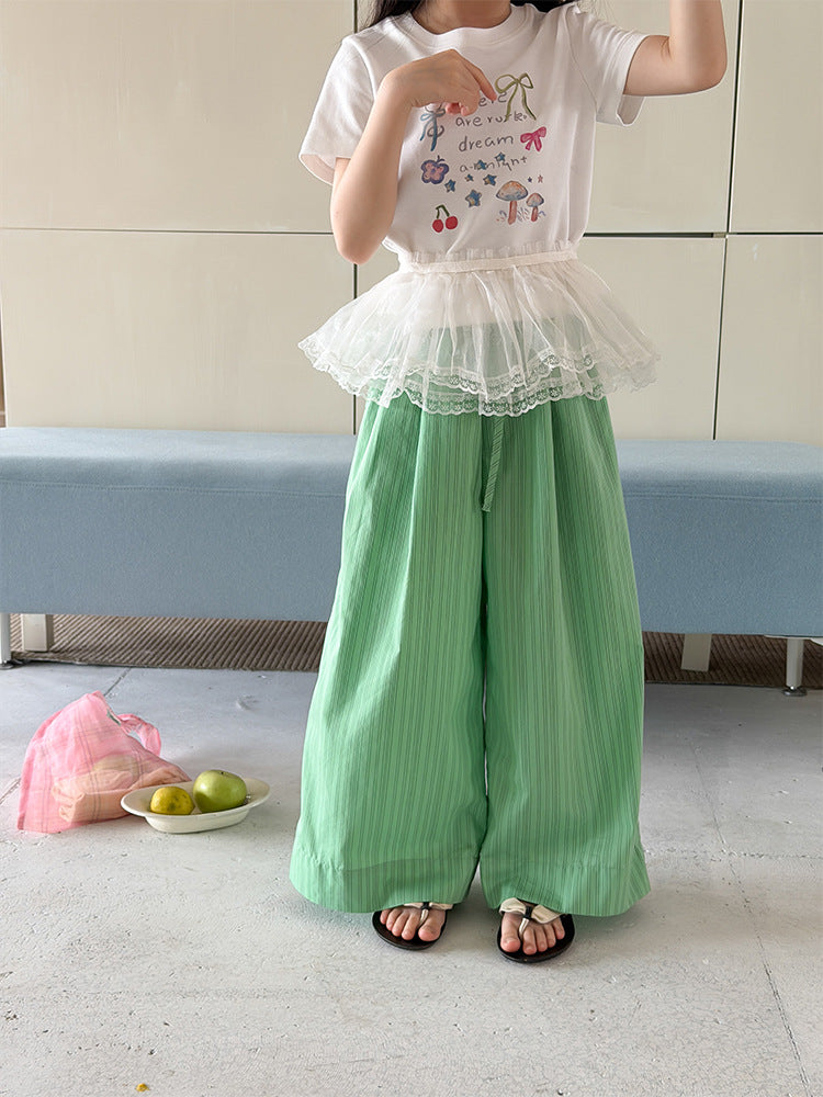 【100-170cm】韓版防蚊防曬肌理條紋休閒褲