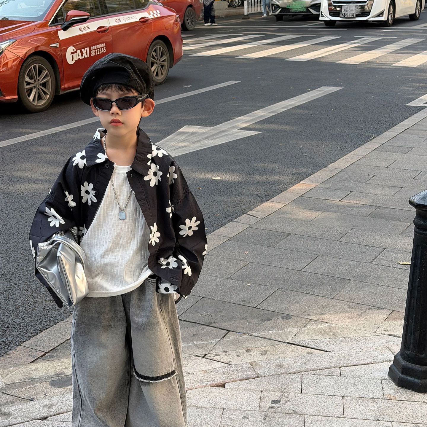 【90-160cm】美式復古GD同款花朵襯衫