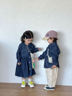 【80-150cm】牛仔連衣裙 | 牛仔襯衫外套