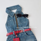 【90-150cm】【送包包皮帶】復古露背掛脖無袖翻領拉鍊高腰連身裙