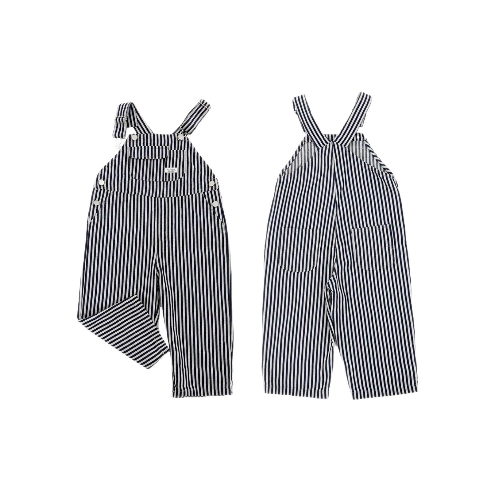 【90-150cm】日系條紋吊帶褲